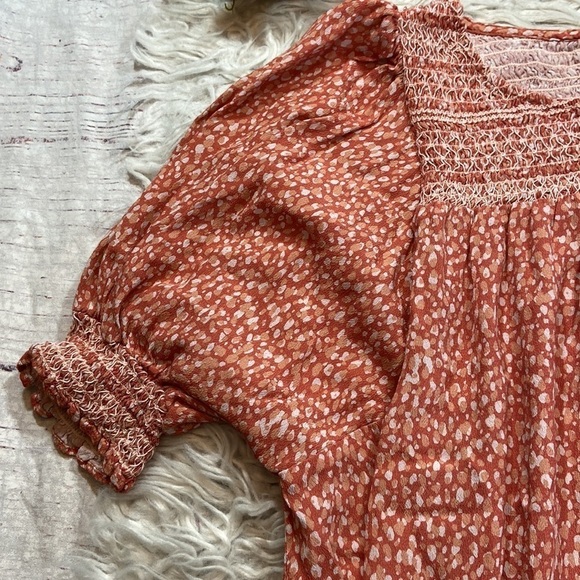 Anthropologie Dolan Rebecca Dot Smocked Short Sleeve Top sz S - Picture 4 of 11